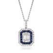 .50 ct. t.w. Diamond and .40 ct. t.w. Sapphire Pendant Necklace in 14kt White Gold