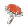 C. 1980 Vintage Fire Opal and 3.29 ct. t.w. Diamond Ring in Platinum