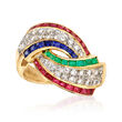 C. 2000 Vintage 2.10 ct. t.w. Multi-Gemstone and .51 ct. t.w. Diamond Ring in 18kt Yellow Gold