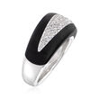 C. 1990 Vintage Bucherer .41 ct. t.w. Diamond and Carved Wood Ring in 18kt White Gold