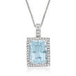 5.50 Carat Aquamarine and .24 ct. t.w. Diamond Pendant Necklace in 14kt White Gold
