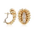 C. 1980 Vintage .60 ct. t.w. Diamond Ribbed Earrings in 18kt Yellow Gold