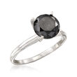 3.00 Carat Black Diamond Solitaire Ring in 14kt White Gold