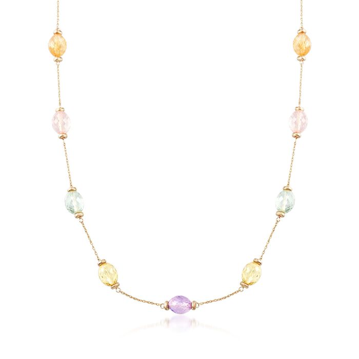 40.50 ct. t.w. Multi-Stone Station Necklace in 14kt Yellow Gold