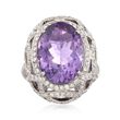 C. 2000 Vintage 11.00 Carat Amethyst and 1.50 ct. t.w. Diamond Ring in 18kt White Gold