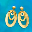 Italian 18kt Gold Over Sterling Textured Oval Drop Earrings