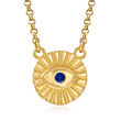 Italian Blue Enamel Evil Eye Necklace in 18kt Gold Over Sterling