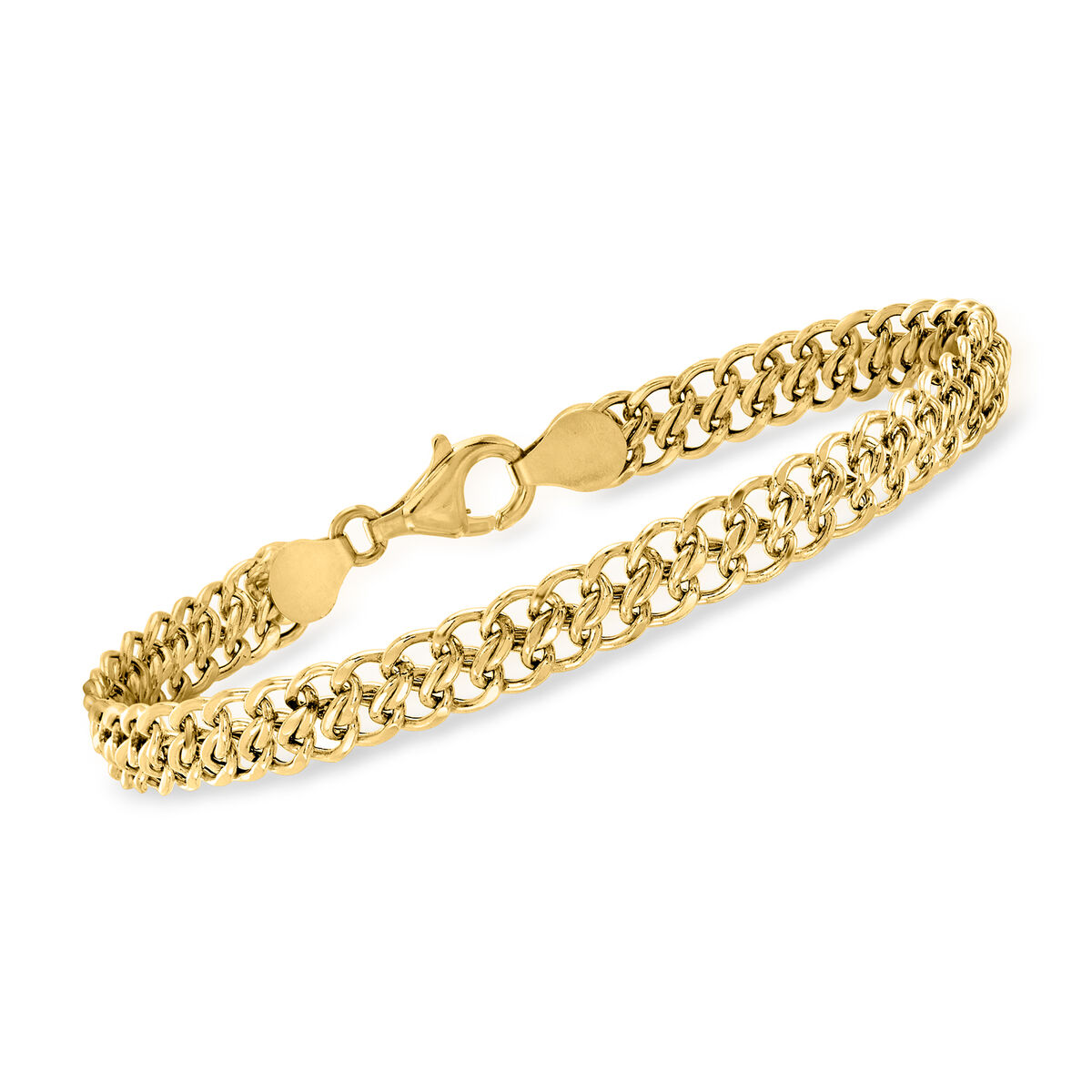 Yellow 18kt Ross-Simons Flat-Link Bracelet | Italian Gold Chain
