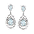 2.60 ct. t.w. Aquamarine and 1.40 ct. t.w. White Topaz Pear-Shaped Drop Earrings in Sterling Silver