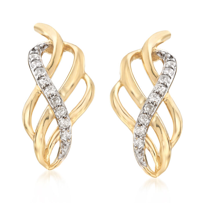 .11 ct. t.w. Diamond Twist Hoop Earrings in 14kt Yellow Gold