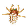 C. 1950 Vintage Cultured Pearl and Multi-Stone Spider Pin in 18kt Yellow Gold