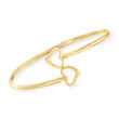 Italian 14kt Yellow Gold Heart Bypass Bangle Bracelet
