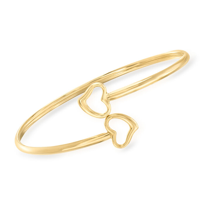 Italian 14kt Yellow Gold Heart Bypass Bangle Bracelet