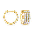 1.00 ct. t.w. Diamond Three-Row Huggie Hoop Earrings in 14kt Yellow Gold