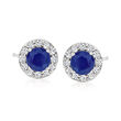 1.30 ct. t.w. Sapphire and .36 ct. t.w. Diamond Stud Earrings in 14kt White Gold