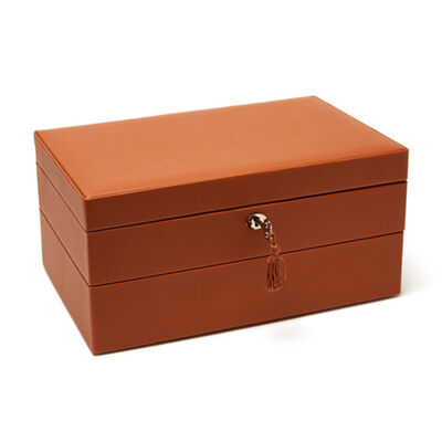 Brouk & Co. &quot;Riley&quot; Brown Faux Leather Stackable Jewelry Box