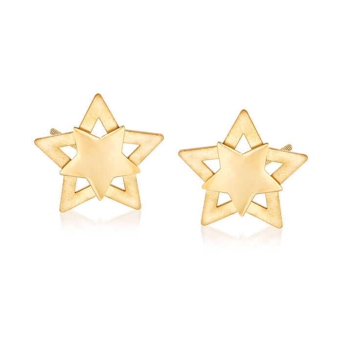 Italian 14kt Yellow Gold Star Stud Earrings