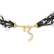Moonstone and Black Spinel Bead Torsade Necklace with 18kt Gold Over Sterling