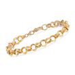 Italian 14kt Yellow Gold Textured and Polished Circle-Link Bracelet