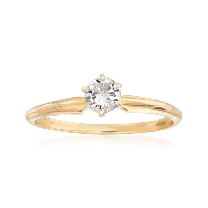 C. 1990 Vintage .25 Carat Diamond Solitaire Ring in 14kt Yellow Gold