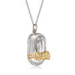 C. 2000 Vintage Aaron Basha .10 ct. t.w. Diamond Baby Bootie Pendant Necklace in 18kt Two-Tone Gold