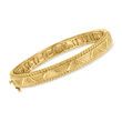 18kt Gold Over Sterling Geometric Pattern Bangle Bracelet