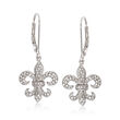 .28 ct. t.w. Diamond Fleur-De-Lis Drop Earrings in Sterling Silver