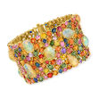 Opal and 100.00 ct. t.w. Multicolored Sapphire Bracelet with 1.30 ct. t.w. Diamonds in 18kt Yellow Gold