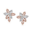 1.50 ct. t.w. Diamond Flower Earrings in 14kt Two-Tone Gold