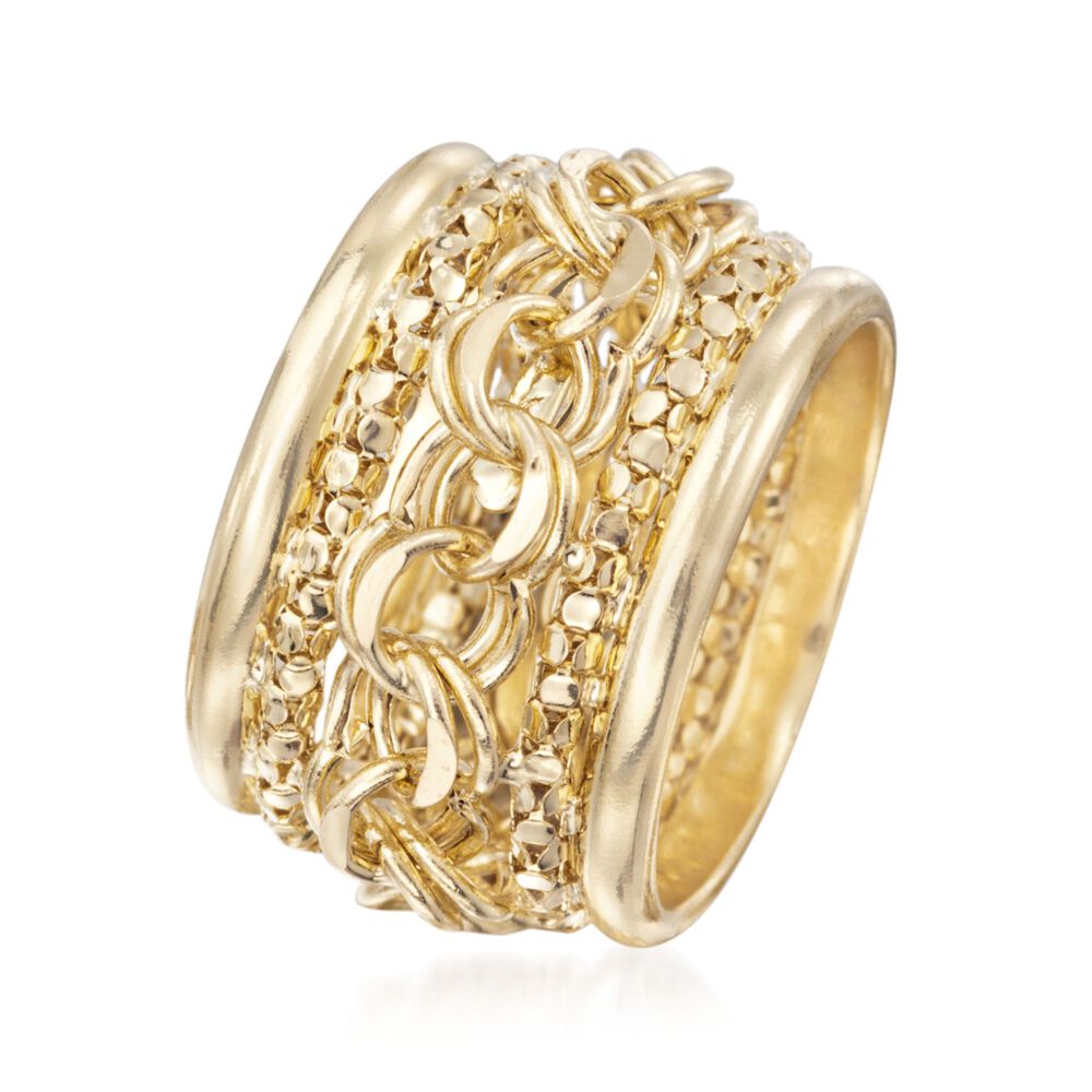 14kt Yellow Gold Chain-Link Ring | Ross-Simons