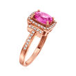 C. 2000 Vintage 1.60 Carat Synthetic Ruby and .35 ct. t.w. Diamond Ring in 14kt Rose Gold