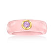 Pink Jade and .20 Carat Amethyst Ring with 14kt Yellow Gold