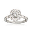 Henri Daussi 1.50 ct. t.w. Diamond Halo Engagement Ring in 18kt White Gold  