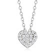 .15 ct. t.w. Pave Diamond Heart Necklace in Sterling Silver