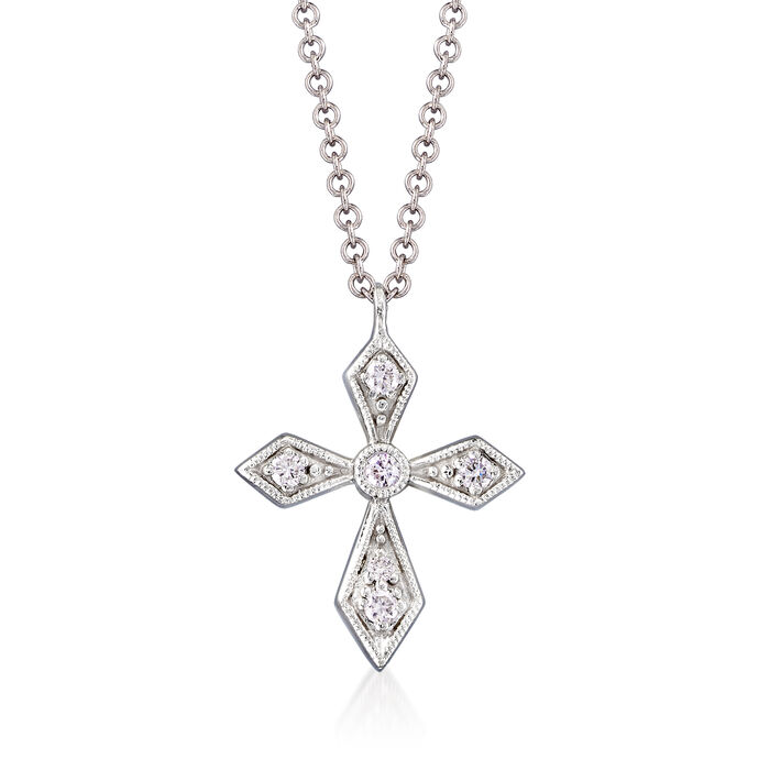 Gabriel Designs Diamond-Accented Cross Pendant Necklace in 14kt White Gold