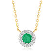 .10 Carat Emerald Necklace with Diamond Accents in 14kt Yellow Gold