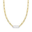 .40 ct. t.w. CZ Paper Clip Link Necklace in 18kt Gold Over Sterling