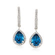 2.70 ct. t.w. London Blue and White Topaz Drop Earrings in Sterling Silver