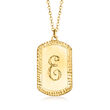 Italian 14kt Yellow Gold Personalized Dog Tag Pendant Necklace