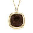 14.00 Carat Smoky Quartz Pendant Necklace with .45 ct. t.w. Diamonds in 14kt Yellow Gold