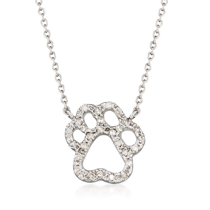 .23 ct. t.w. Diamond Pawprint Necklace in 14kt White Gold