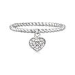 Sterling Silver Heart Charm Ring with Diamond Accents
