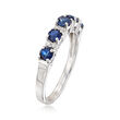 .70 ct. t.w. Sapphire Five-Stone Ring with Diamond Accents in 14kt White Gold