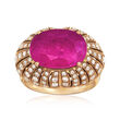 C. 1970 Vintage 7.25 Carat Pink Tourmaline and 1.10 ct. t.w. Diamond Ring in 18kt Yellow Gold
