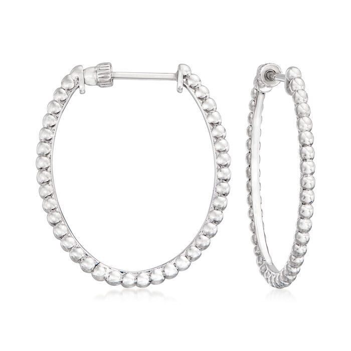 Gabriel Designs Sterling Silver Beaded Oval Hoop Earrings