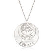 Italian Sterling Silver Personalized Tree of Life Pendant Necklace