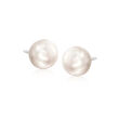 7.5mm Cultured Pearl and 1.10 ct. t.w. CZ Jewelry Set: Earrings and Earring Jackets in Sterling Silver