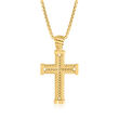 Phillip Gavriel Men's 14kt Yellow Gold Cross Pendant Necklace