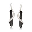 Black Onyx Teardrop and Sterling Silver Spiral Drop Earrings