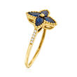 1.20 ct. t.w. Sapphire Flower Ring with Diamond Accents in 14kt Yellow Gold